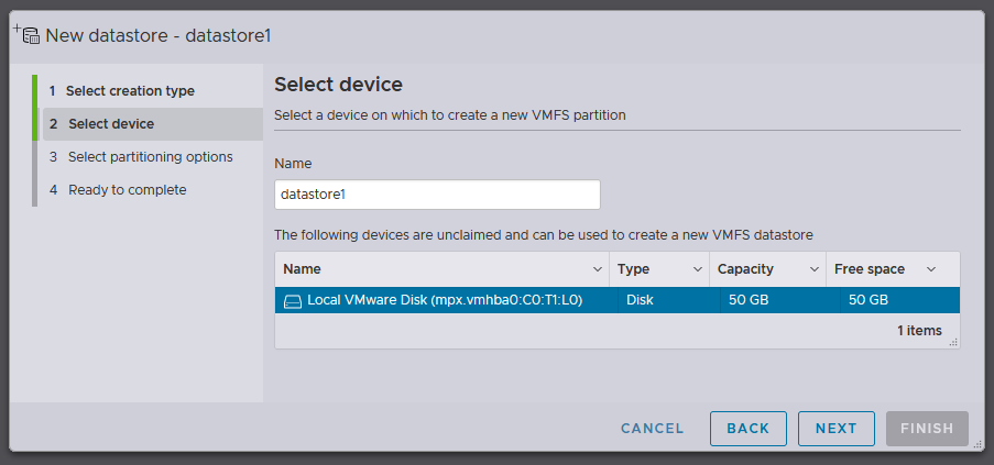 ESXi Data store